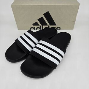New adidas Adilette Comfort Slides Black White Men's Shoes Size 8